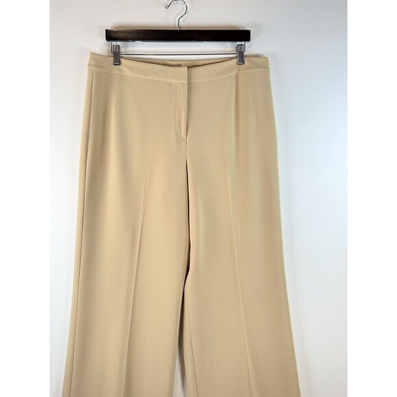 St John Women Dress Pants Beige Wide Leg Trouser High Waisted Preppy Size 14 - Picture 6 of 10